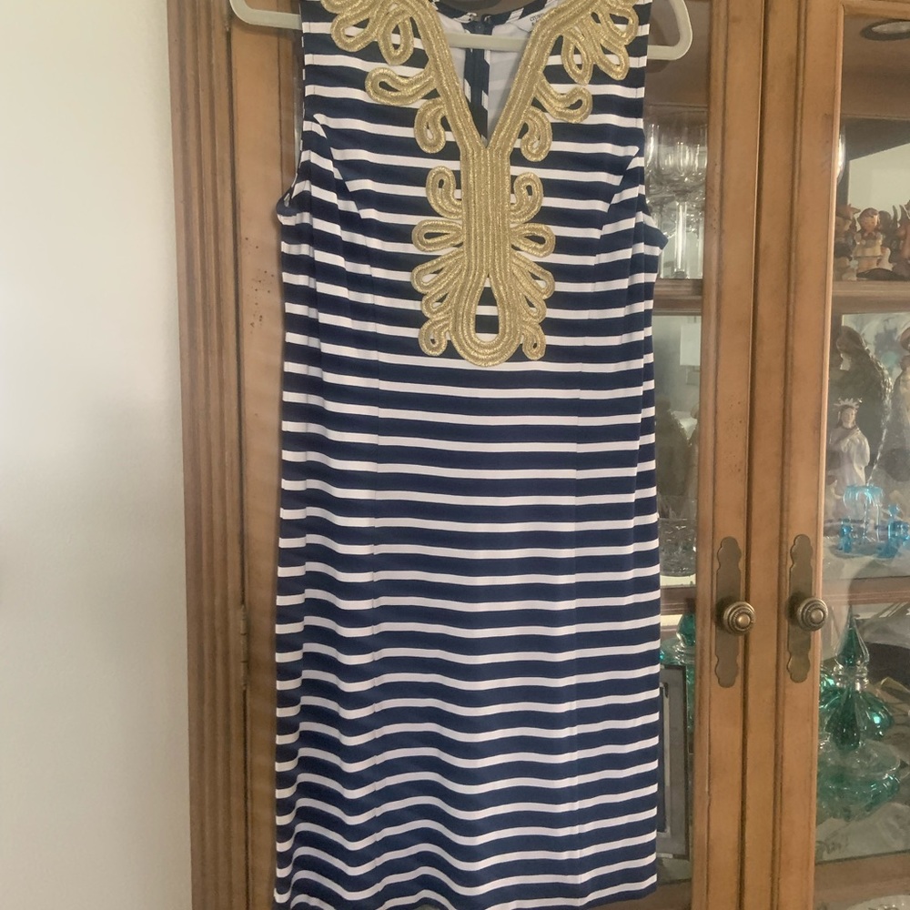NWT navy/white striped dress.